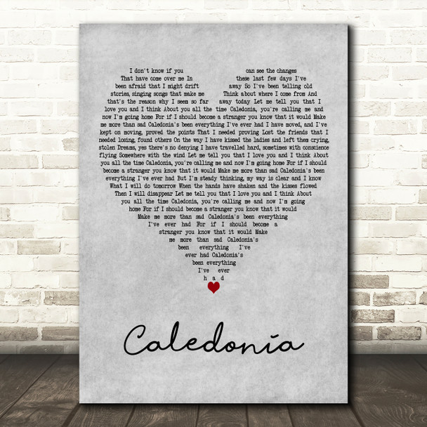 Frankie Miller Caledonia Grey Heart Decorative Wall Art Gift Song Lyric Print