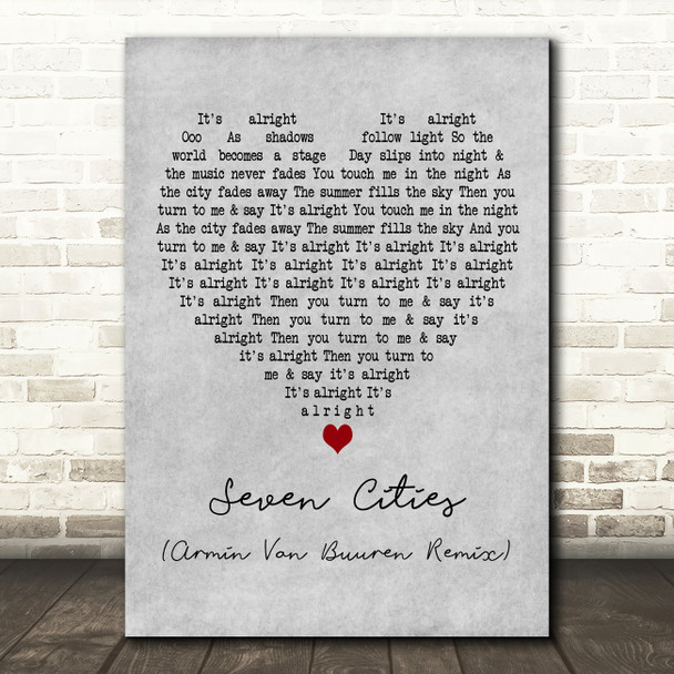 Solarstone Seven Cities (Armin Van Buuren Remix) Grey Heart Song Lyric Print