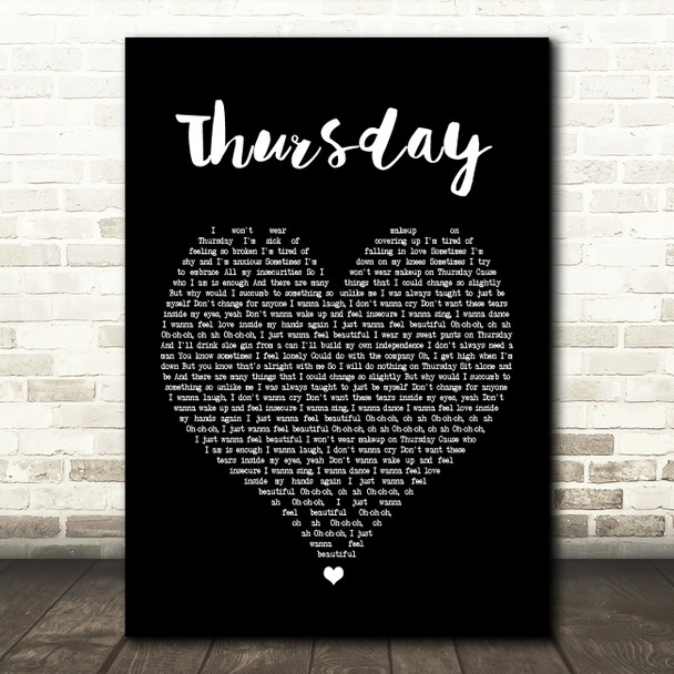 Jess Glynne Thursday Black Heart Song Lyric Quote Print
