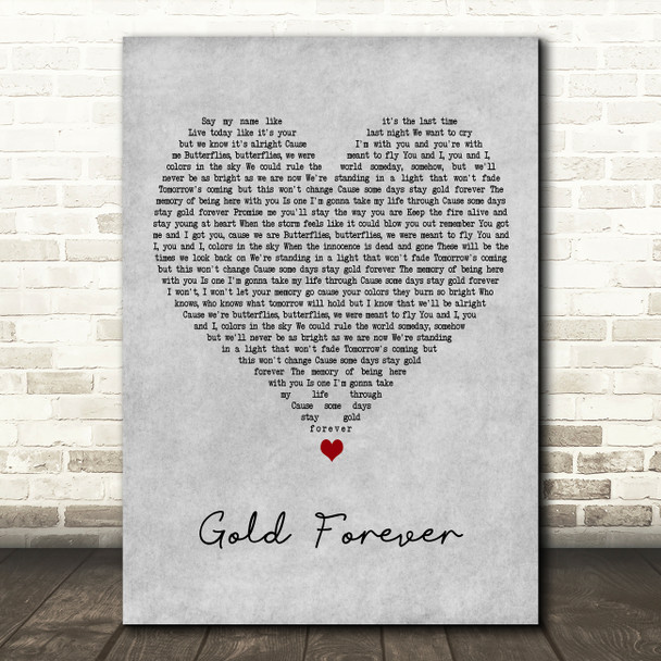 The Wanted Gold Forever Grey Heart Decorative Wall Art Gift Song Lyric Print