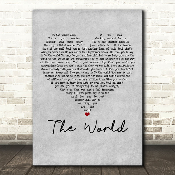 Brad Paisley The World Grey Heart Decorative Wall Art Gift Song Lyric Print