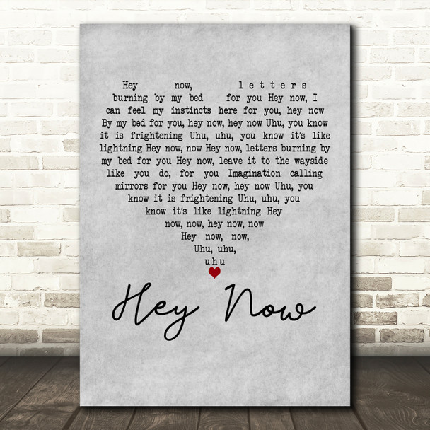 London Grammar Hey Now Grey Heart Decorative Wall Art Gift Song Lyric Print