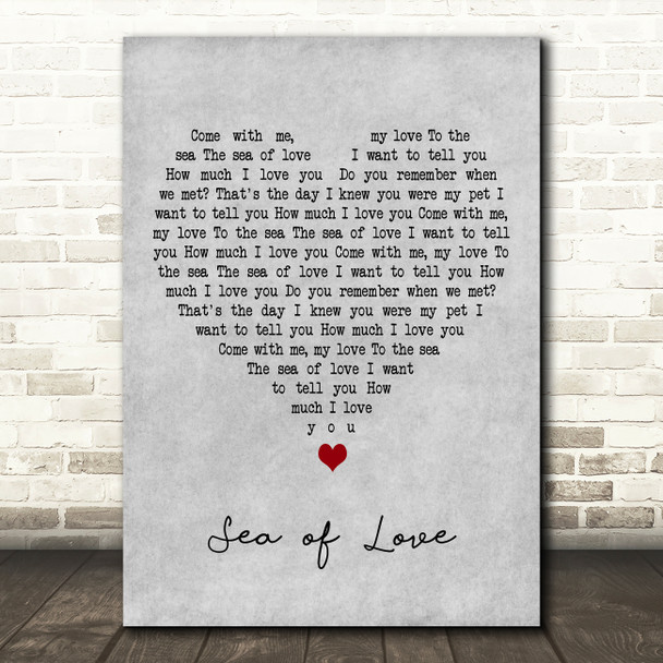Cat Power Sea of Love Grey Heart Decorative Wall Art Gift Song Lyric Print