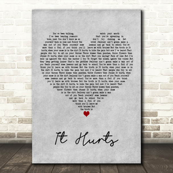 Tom Grennan It Hurts Grey Heart Decorative Wall Art Gift Song Lyric Print