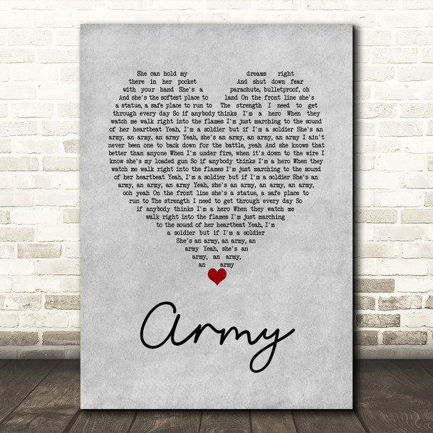 Lady Antebellum Army Grey Heart Decorative Wall Art Gift Song Lyric Print