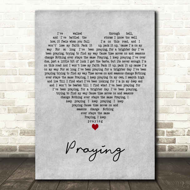 Tom Grennan Praying Grey Heart Decorative Wall Art Gift Song Lyric Print