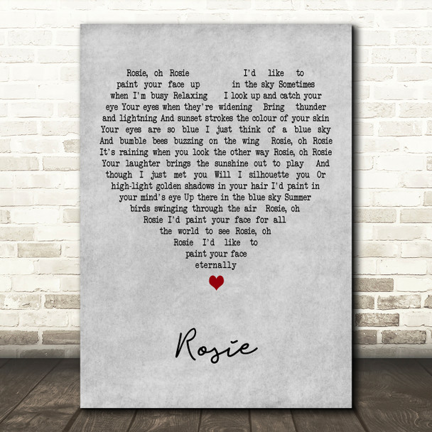 Don Partridge Rosie Grey Heart Decorative Wall Art Gift Song Lyric Print