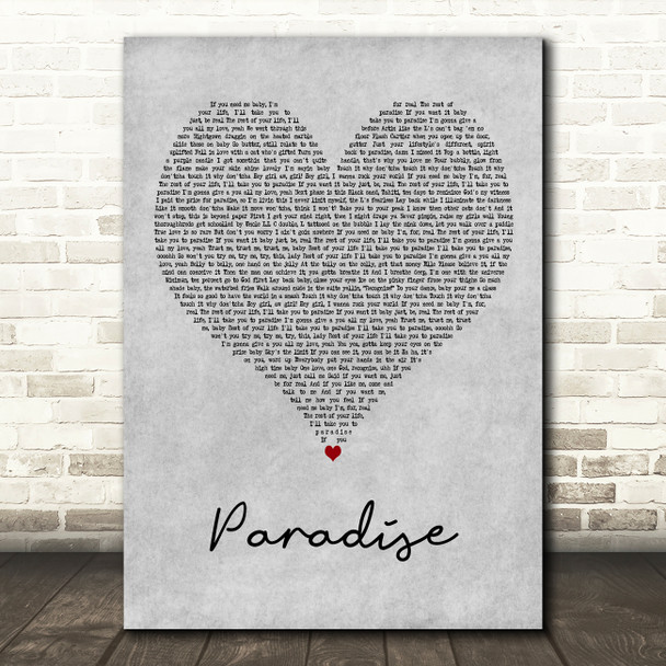 LL Cool J Paradise Grey Heart Decorative Wall Art Gift Song Lyric Print