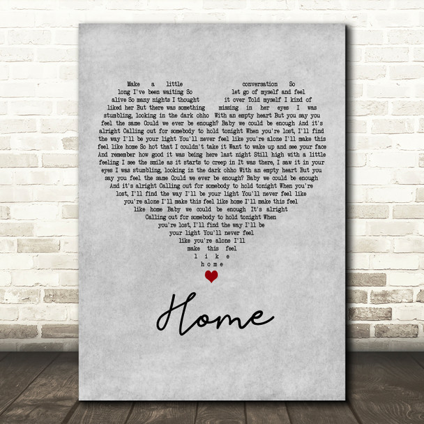 One Direction Home Grey Heart Decorative Wall Art Gift Song Lyric Print