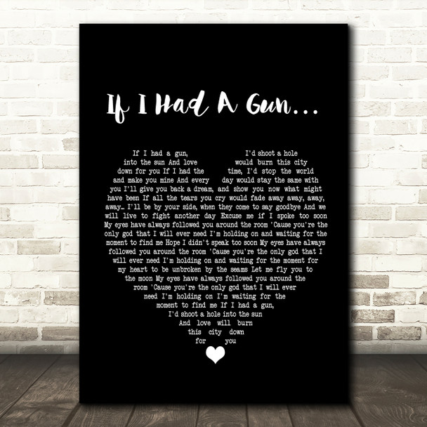 Noel Gallagher If I Had A Gun Black Heart Song Lyric Quote Print