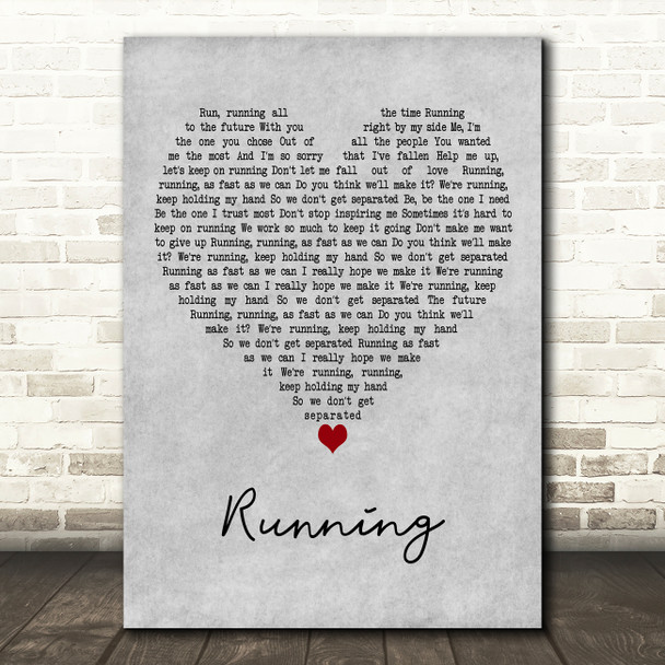 No Doubt Running Grey Heart Decorative Wall Art Gift Song Lyric Print