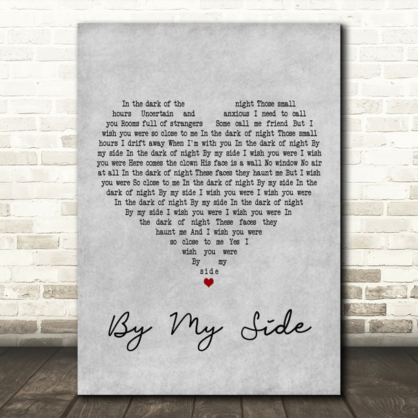 INXS By My Side Grey Heart Decorative Wall Art Gift Song Lyric Print