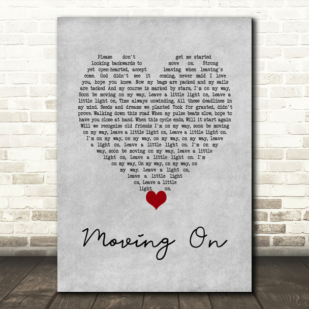 James Moving On Grey Heart Decorative Wall Art Gift Song Lyric Print
