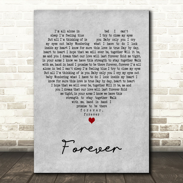 Dee Dee Forever Grey Heart Decorative Wall Art Gift Song Lyric Print