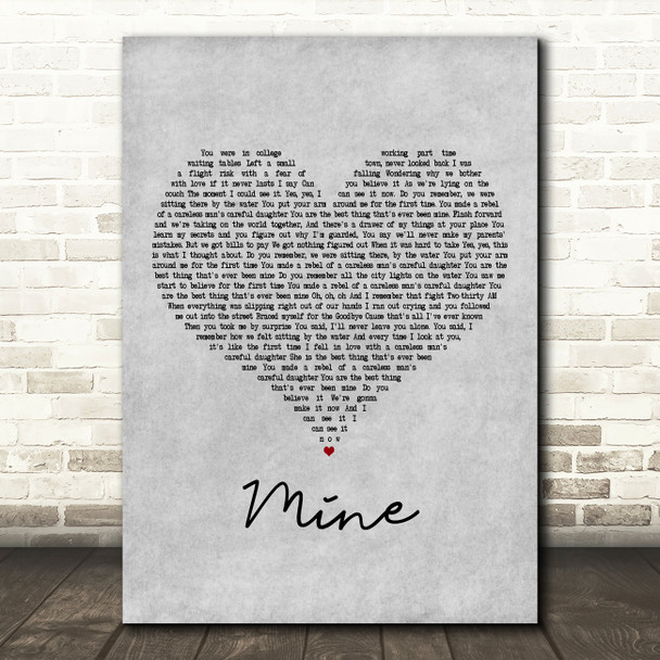 Glee Cast Mine Grey Heart Decorative Wall Art Gift Song Lyric Print