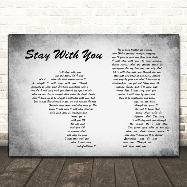 John Legend Stay With You Man Lady Couple Grey Decorative Wall Art Gift Song Lyric Print