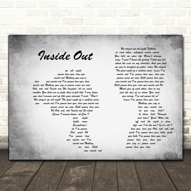 Zedd and Griff Inside Out Man Lady Couple Grey Decorative Wall Art Gift Song Lyric Print
