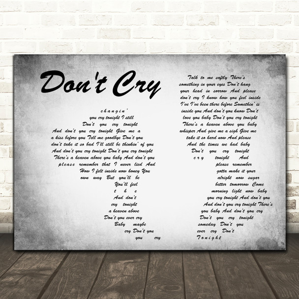 Guns N' Roses Don't Cry Man Lady Couple Grey Decorative Wall Art Gift Song Lyric Print