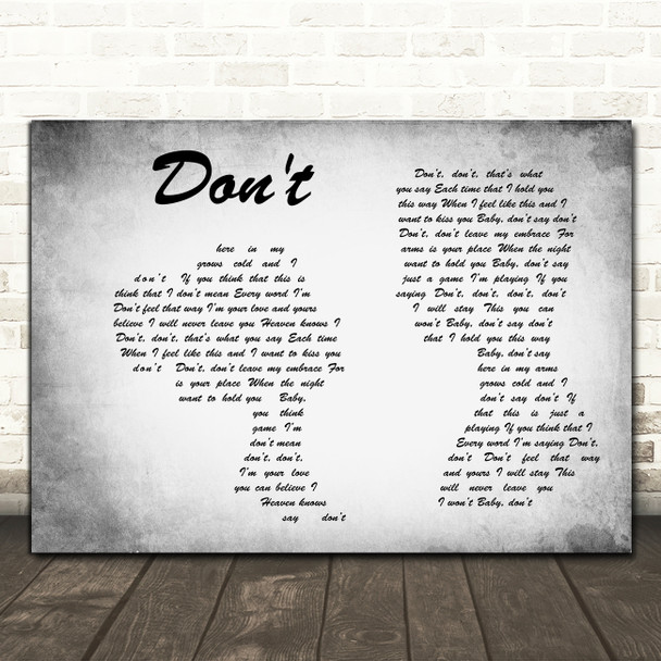 Elvis Presley Don't Man Lady Couple Grey Decorative Wall Art Gift Song Lyric Print