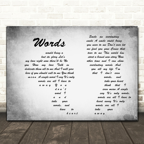 Bee Gees Words Man Lady Couple Grey Decorative Wall Art Gift Song Lyric Print