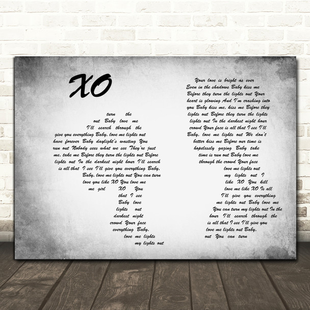 John Mayer XO Man Lady Couple Grey Decorative Wall Art Gift Song Lyric Print