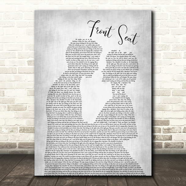 Rayne Johnson Front Seat Man Lady Bride Groom Wedding Grey Decorative Gift Song Lyric Print