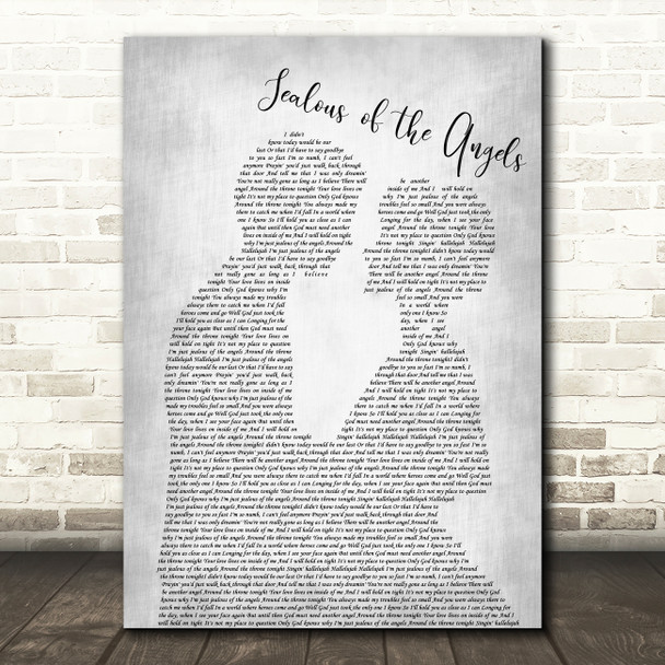 Donna Taggart Jealous of the Angels Man Lady Bride Groom Wedding Grey Song Lyric Print