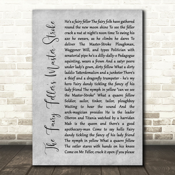 Queen The Fairy Feller's Master-Stroke Grey Rustic Script Decorative Wall Art Gift Song Lyric Print
