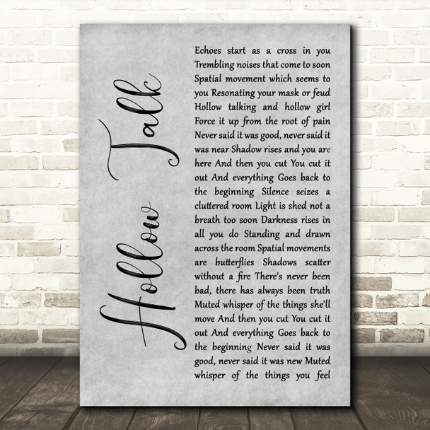 Choir of Young Believers Hollow Talk Grey Rustic Script Decorative Wall Art Gift Song Lyric Print
