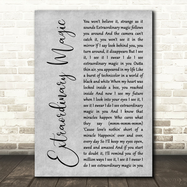 Ben Rector Extraordinary Magic Grey Rustic Script Decorative Wall Art Gift Song Lyric Print