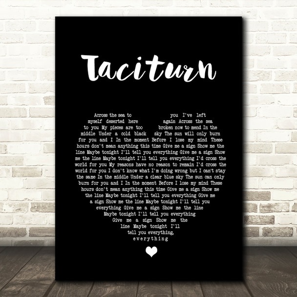 Stone Sour Taciturn Black Heart Song Lyric Quote Print