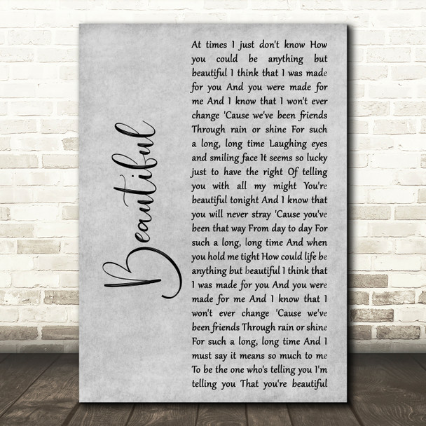 Gordon Lightfoot Beautiful Grey Rustic Script Decorative Wall Art Gift Song Lyric Print