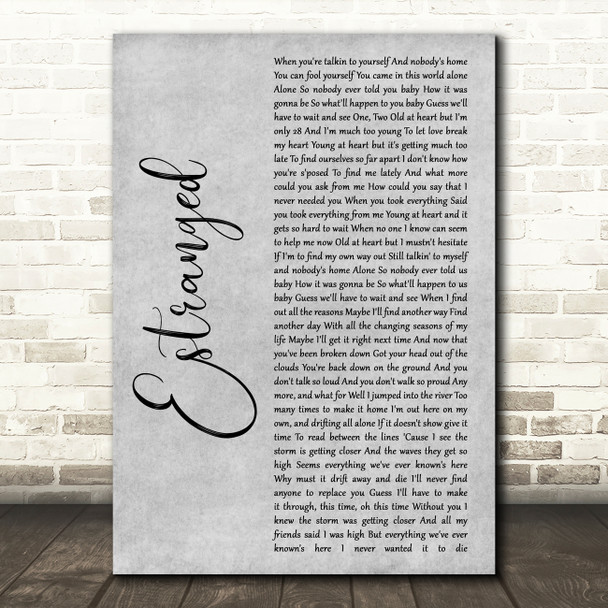 Guns N' Roses Estranged Grey Rustic Script Decorative Wall Art Gift Song Lyric Print