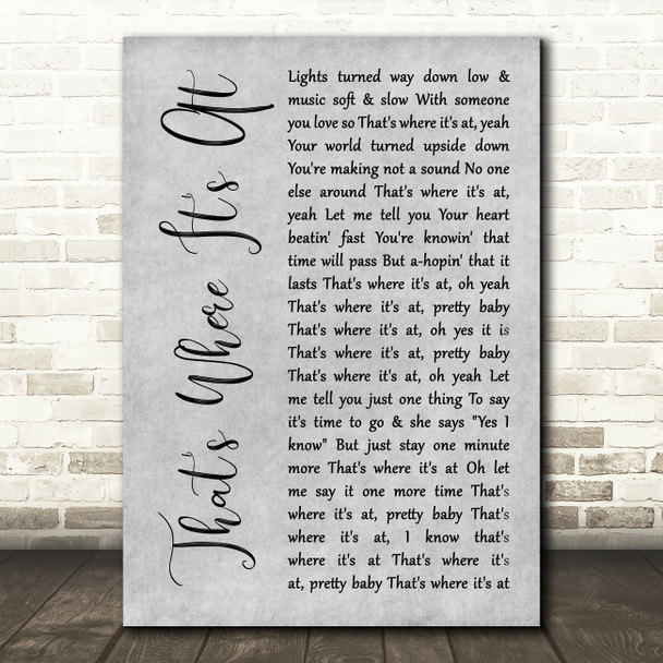 Sam Cooke That's Where It's At Grey Rustic Script Decorative Gift Song Lyric Print