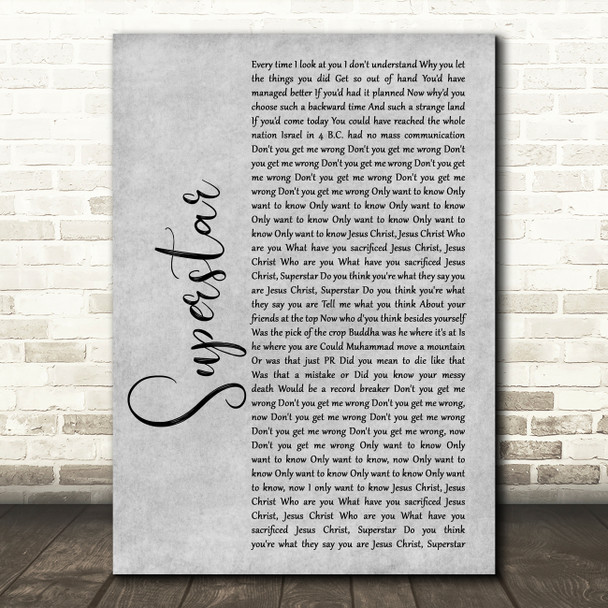 Murray Head Superstar Grey Rustic Script Decorative Wall Art Gift Song Lyric Print