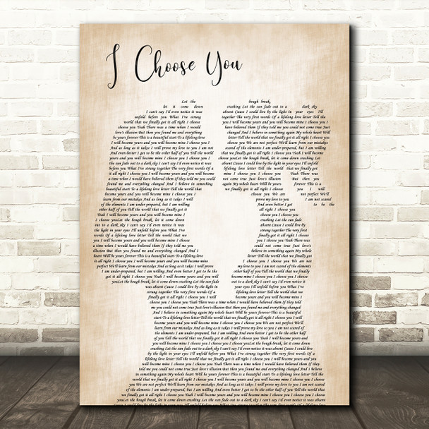 Sara Bareilles I Choose You Lesbian Women Gay Brides Couple Wedding Wall Art Gift Song Lyric Print
