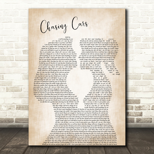 Snow Patrol Chasing Cars Lesbian Women Gay Brides Couple Wedding Wall Art Gift Song Lyric Print