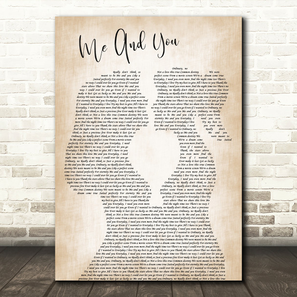 Kenny Chesney Me And You Lesbian Women Gay Brides Couple Wedding Wall Art Gift Song Lyric Print