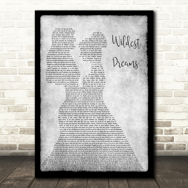 Taylor Swift Wildest Dreams Lesbian Couple Two Ladies Dancing Grey Wall Art Gift Song Lyric Print