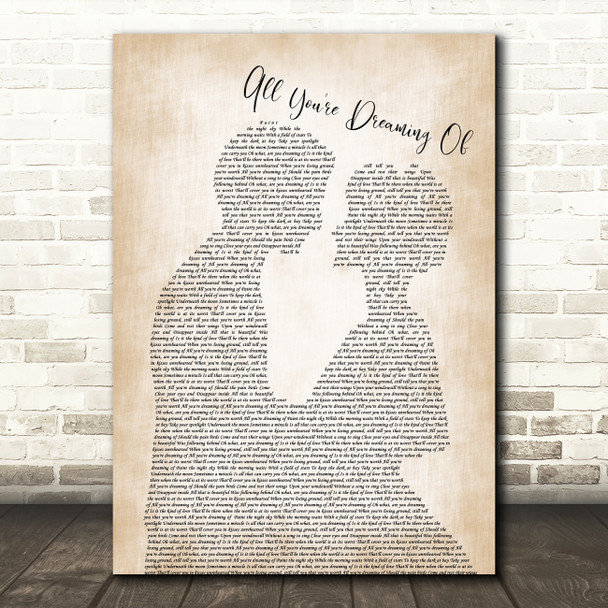 Liam Gallagher All You're Dreaming Of Man Lady Bride Groom Wedding Wall Art Gift Song Lyric Print