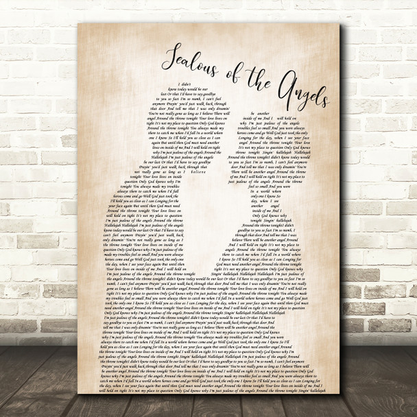 Donna Taggart Jealous of the Angels Man Lady Bride Groom Wedding Wall Art Gift Song Lyric Print