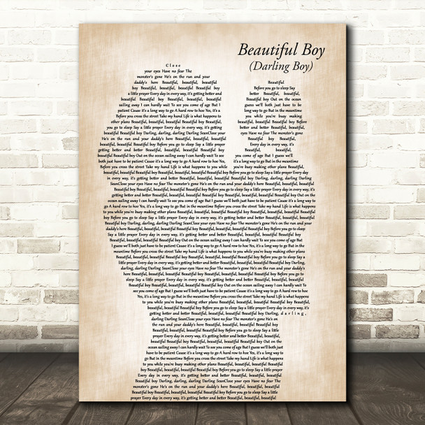 John Lennon Beautiful Boy (Darling Boy) Mother & Baby Decorative Gift Song Lyric Print