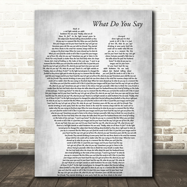 Reba McEntire What Do You Say Mother & Baby Grey Decorative Wall Art Gift Song Lyric Print