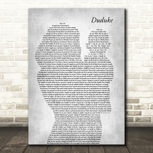 Simi Duduke Mother & Baby Grey Decorative Wall Art Gift Song Lyric Print