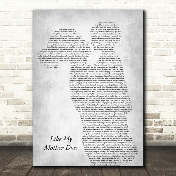 Lauren Alaina Like My Mother Does Mother & Child Grey Decorative Gift Song Lyric Print