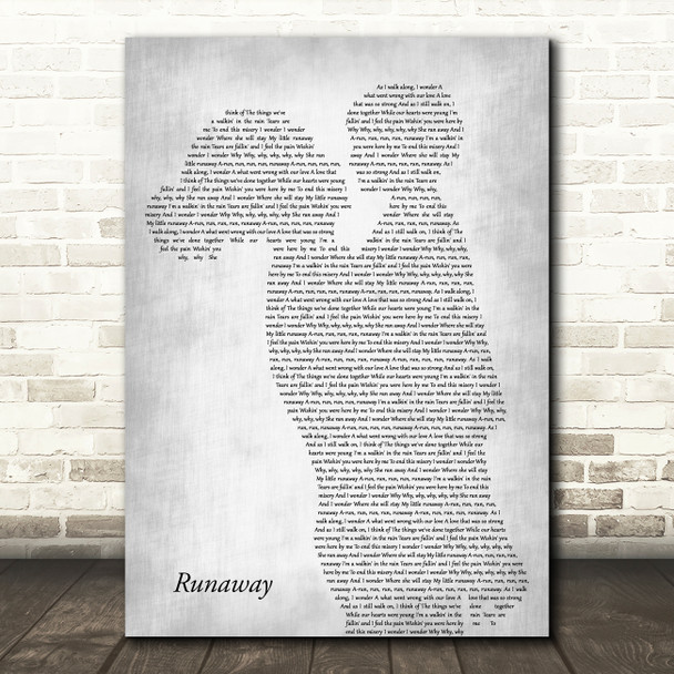 Del Shannon Runaway Mother & Child Grey Decorative Wall Art Gift Song Lyric Print