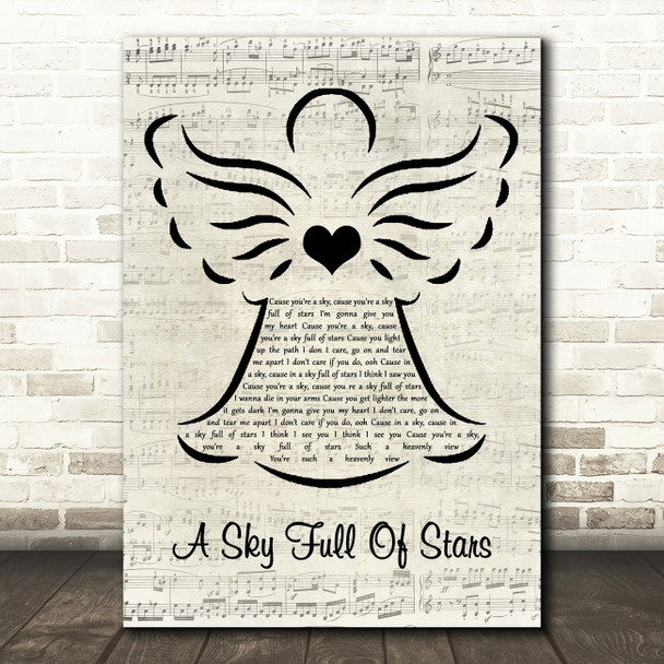 Coldplay A Sky Full Of Stars Music Script Angel Decorative Wall Art Gift Song Lyric Print
