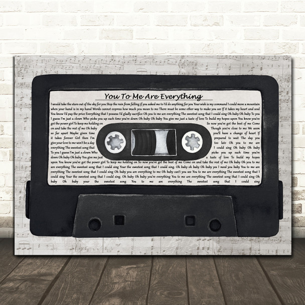 The Real Thing You To Me Are Everything Music Script Cassette Tape Wall Art Gift Song Lyric Print