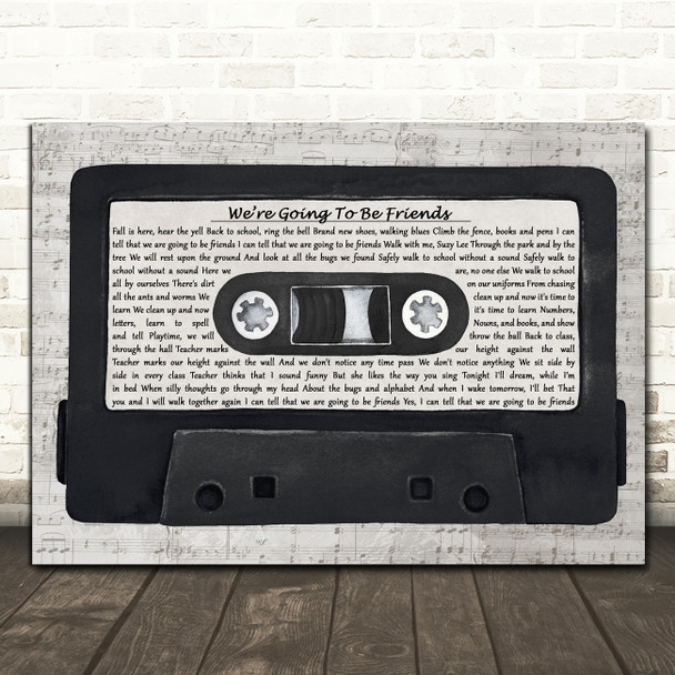 The White Stripes Were Going to Be Friends Music Script Cassette Tape Wall Art Song Lyric Print