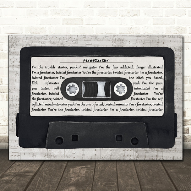 The Prodigy Firestarter Music Script Cassette Tape Decorative Wall Art Gift Song Lyric Print